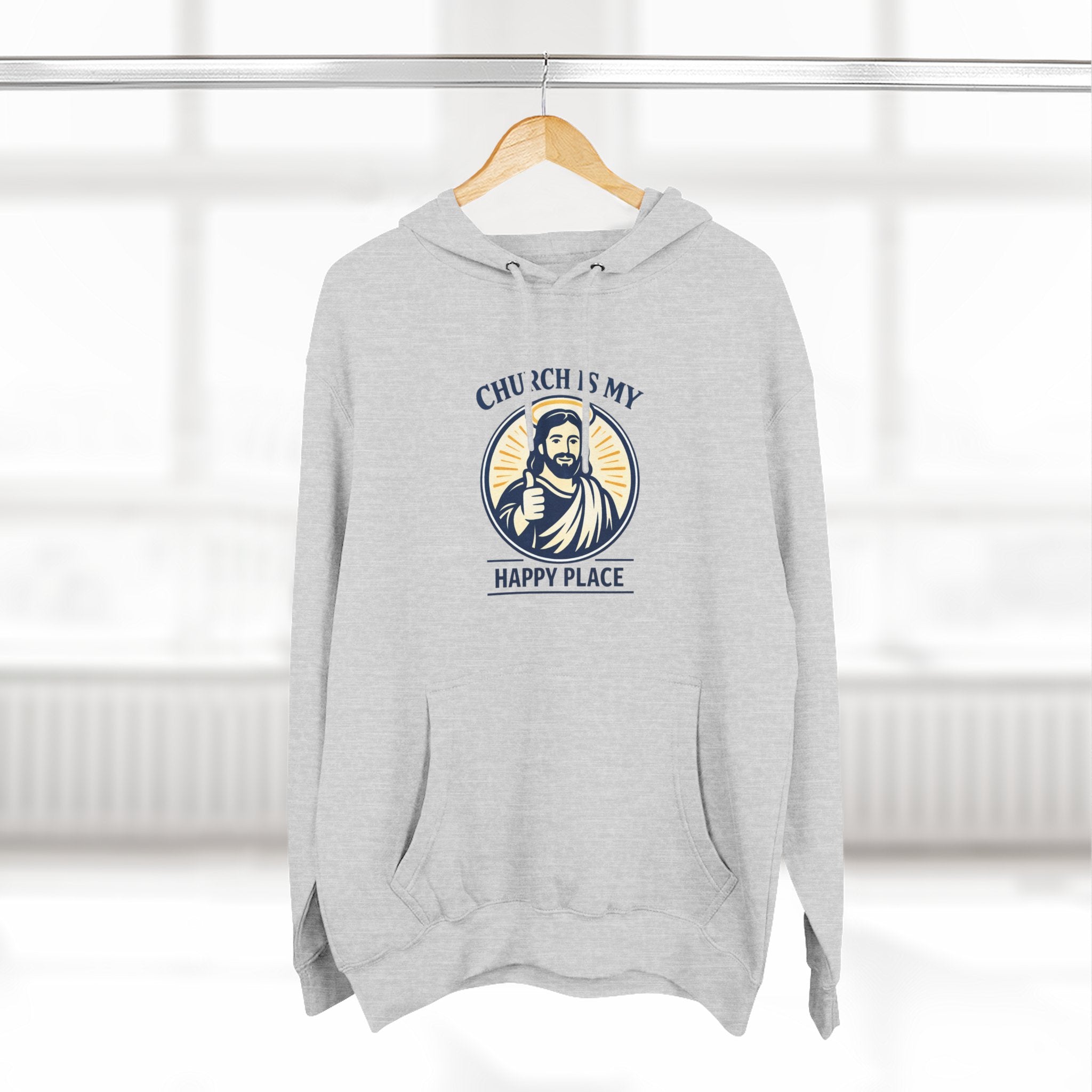 Church Is My Happy Place Hoodie - Christian Faith Graphic Hoodie