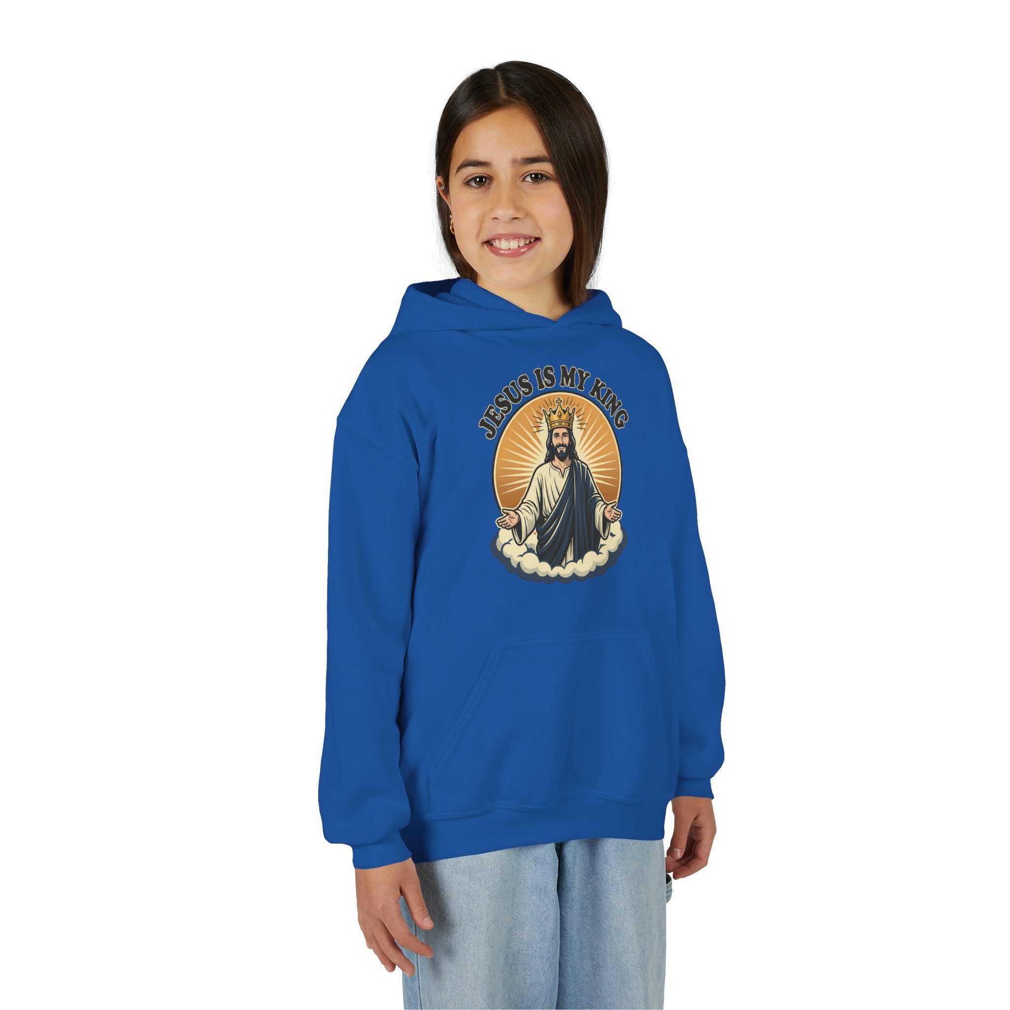 "Jesus Is My King" Youth Hoodie, Christian Faith Pullover