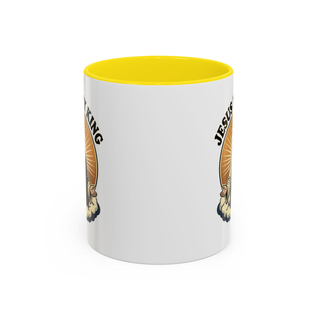 Jesus Is My King Accent Coffee Mug — Christian Religious Ceramic Mug (11/15oz)