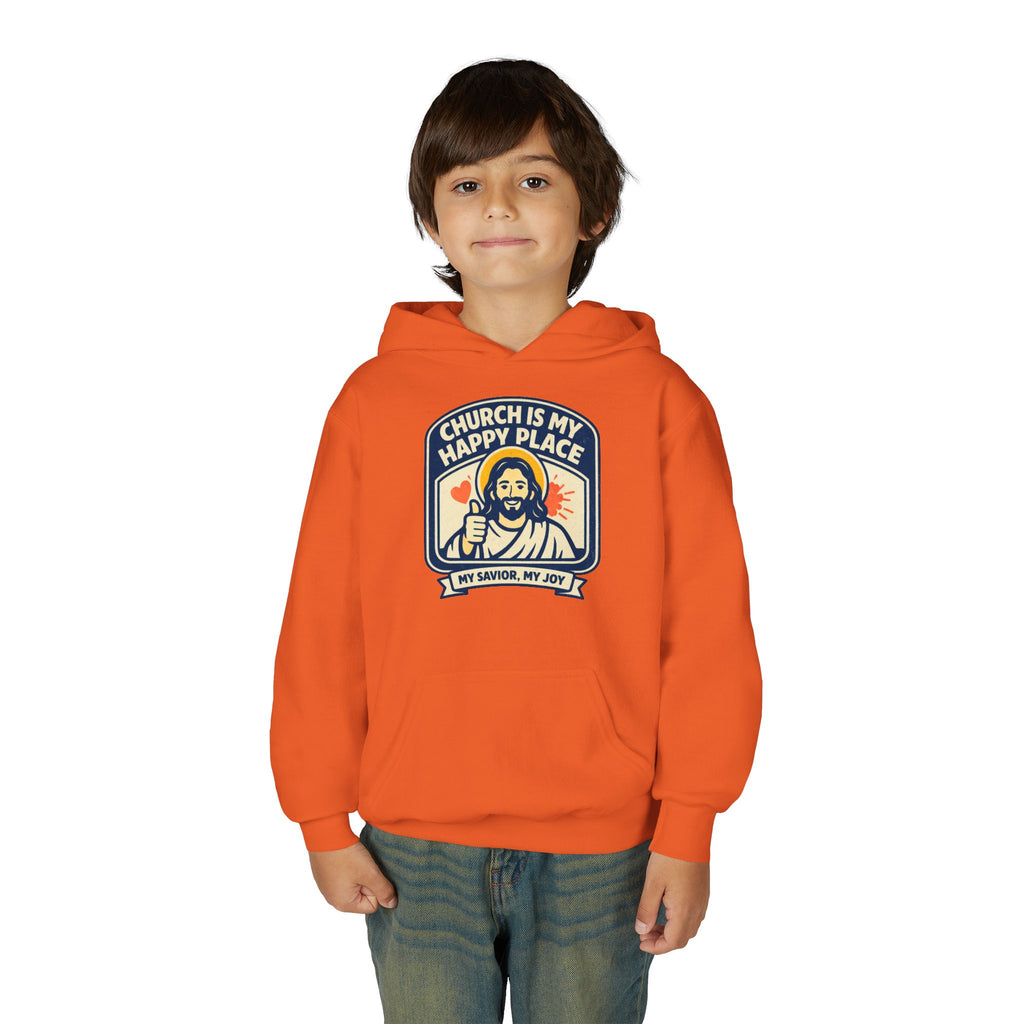 "Church Is My Happy Place" Youth Jesus Graphic Christian Sweatshirt