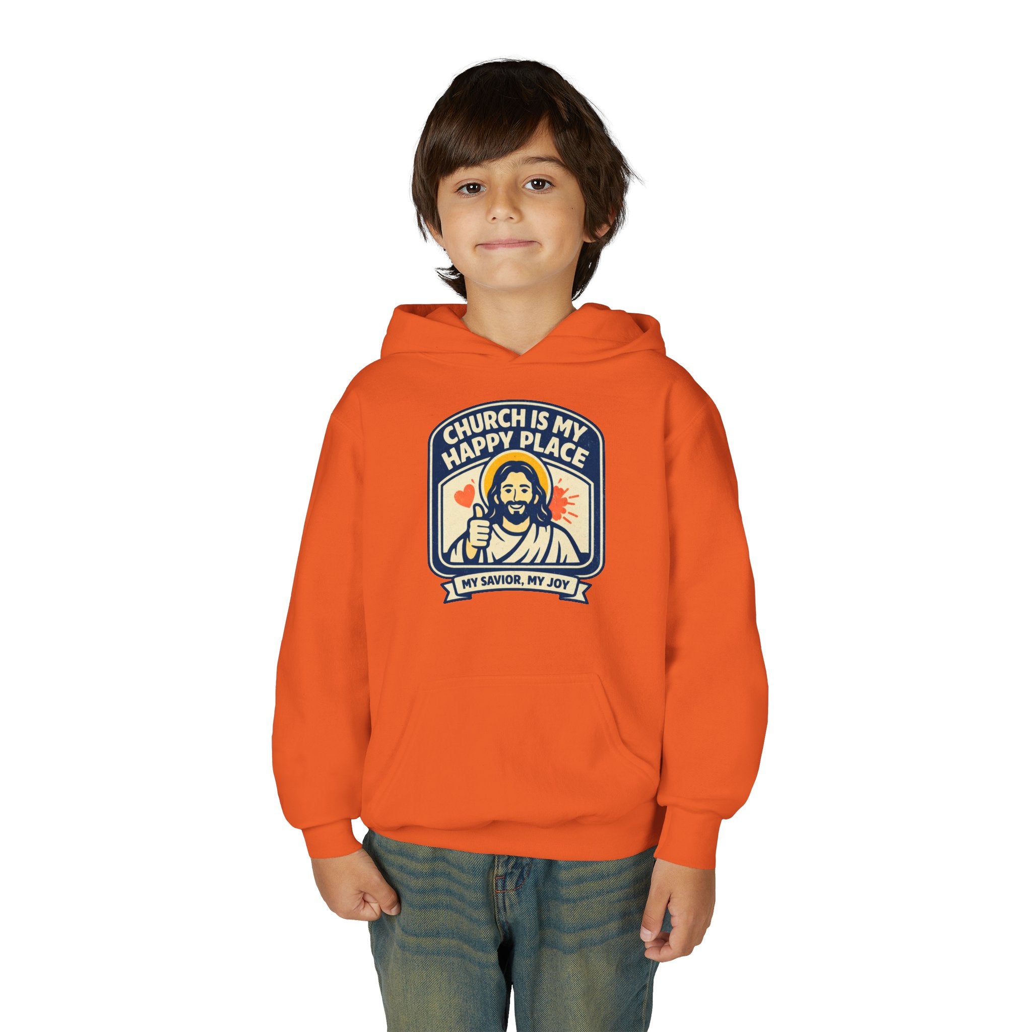 "Church Is My Happy Place" Youth Jesus Graphic Christian Sweatshirt