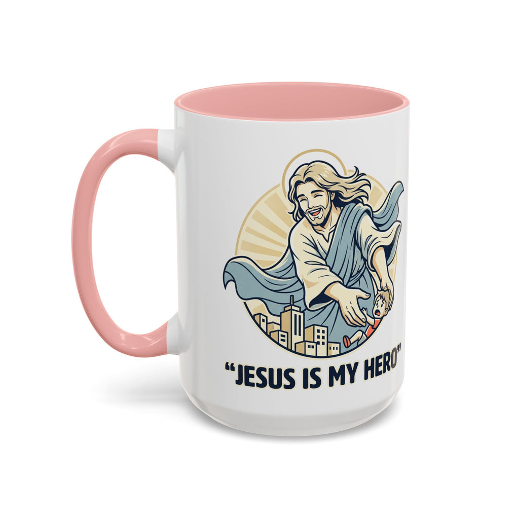 Jesus is my Hero - Accent Coffee Mug (11, 15oz)