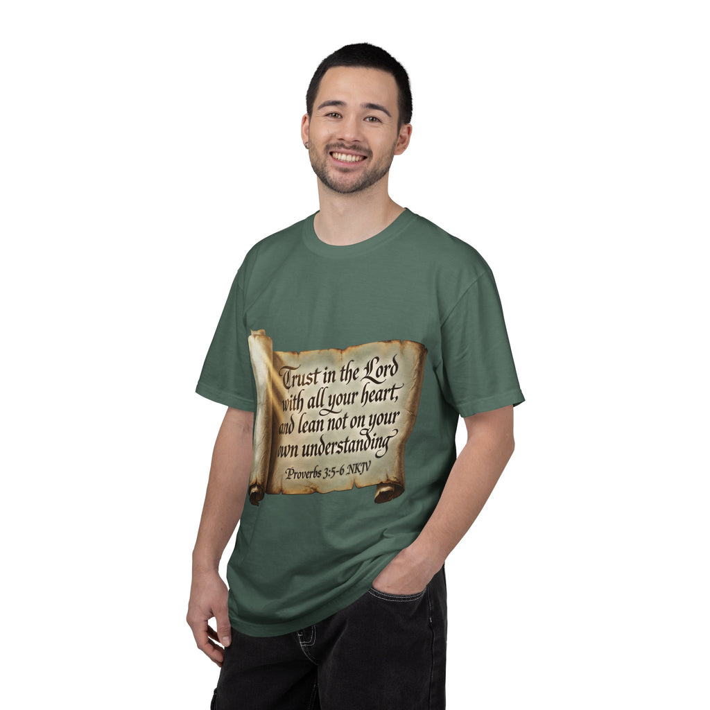 Proverbs 3:5-6 Trust in the Lord T-shirt Scroll Design