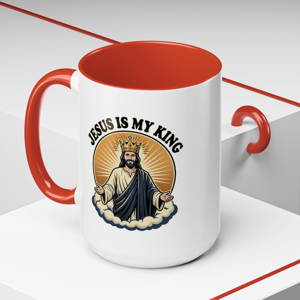 Jesus Is My King Accent Coffee Mug — Christian Religious Ceramic Mug (11/15oz)
