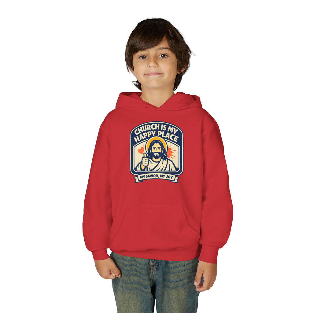 "Church Is My Happy Place" Youth Jesus Graphic Christian Sweatshirt