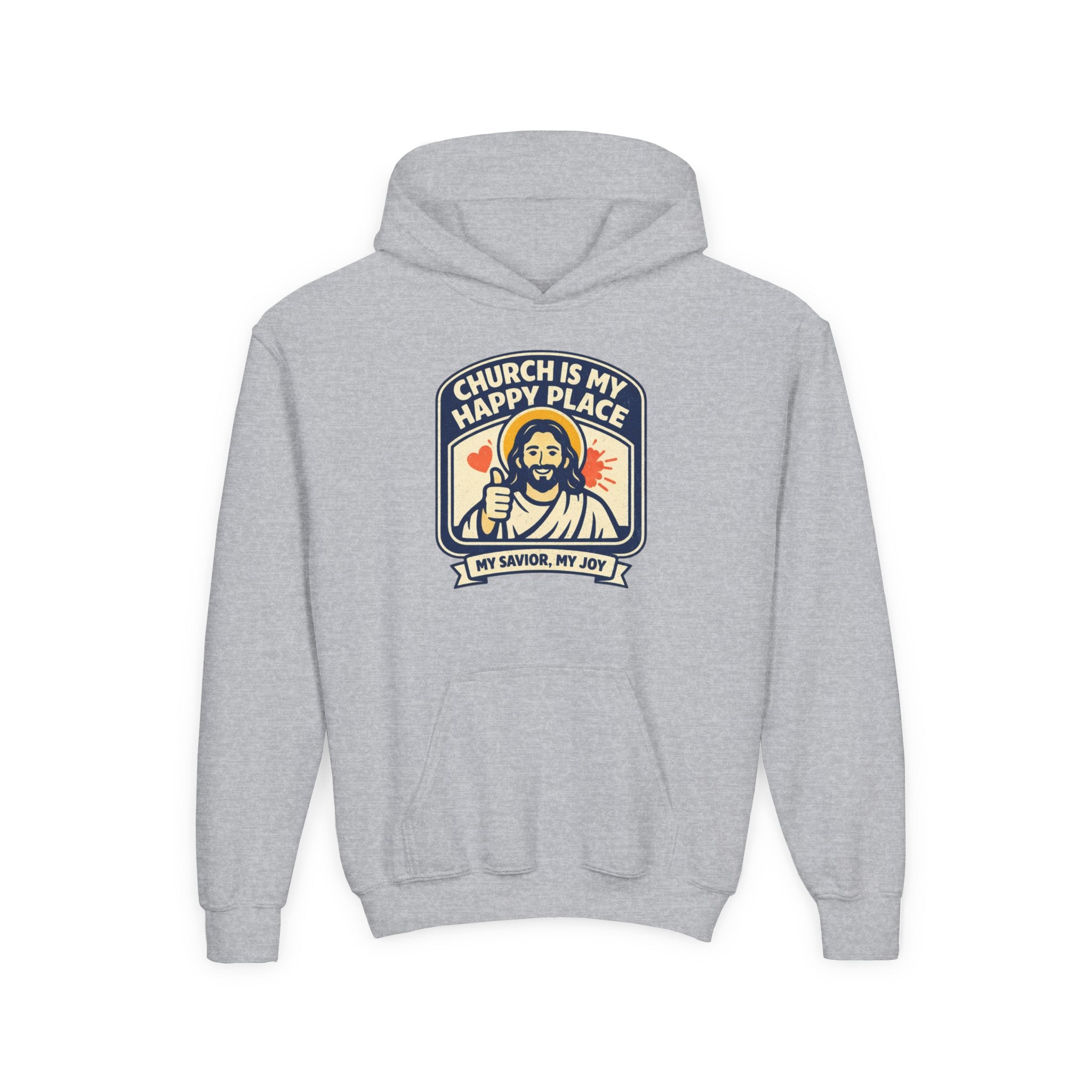 "Church Is My Happy Place" Youth Jesus Graphic Christian Sweatshirt