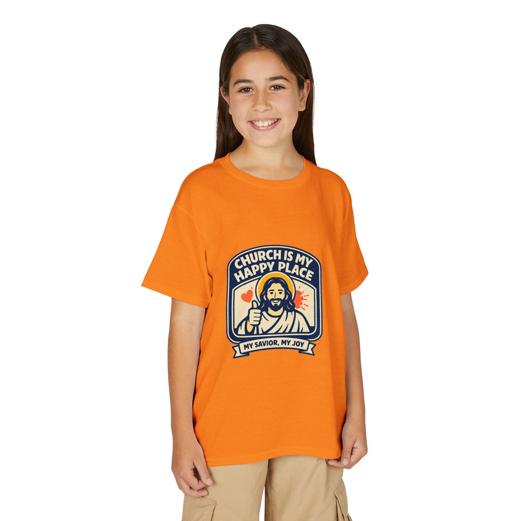 "Church Is My Happy Place" Kids Christian Tee