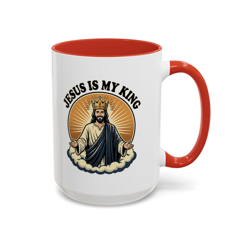 Jesus Is My King Accent Coffee Mug — Christian Religious Ceramic Mug (11/15oz)