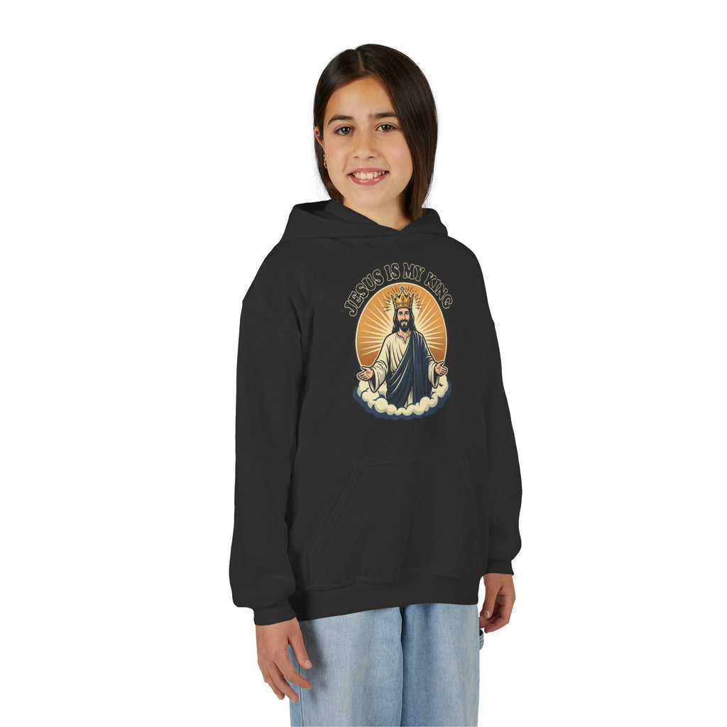 "Jesus Is My King" Youth Hoodie, Christian Faith Pullover