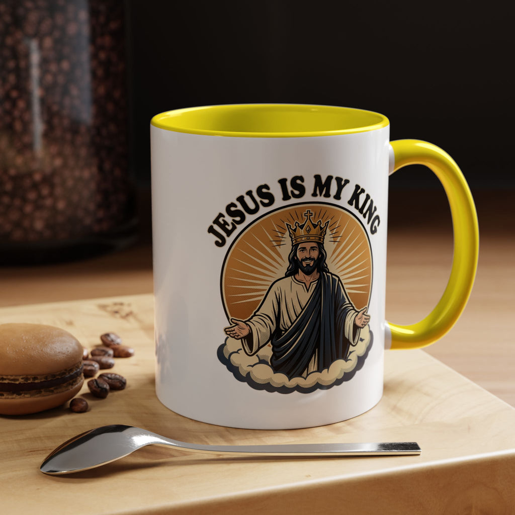 Jesus Is My King Accent Coffee Mug — Christian Religious Ceramic Mug (11/15oz)