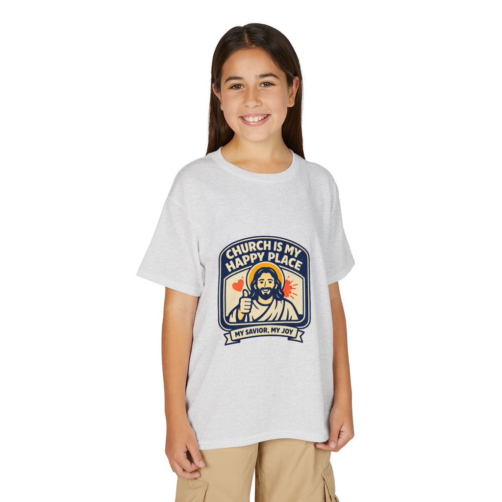 "Church Is My Happy Place" Kids Christian Tee