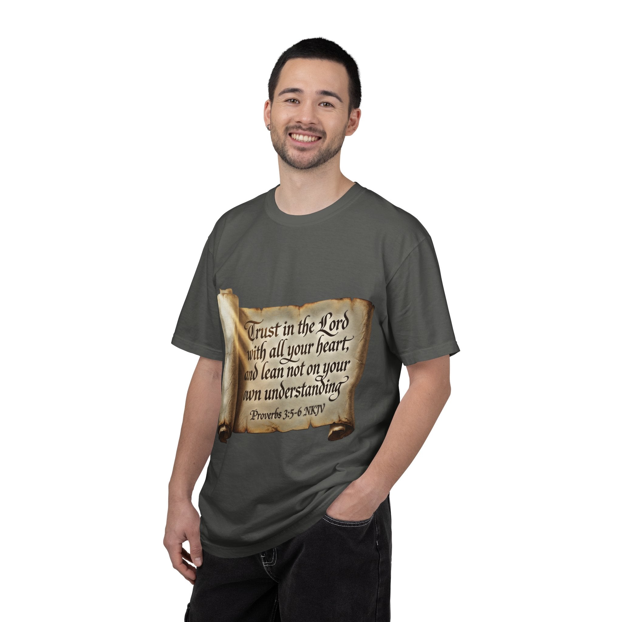 Proverbs 3:5-6 Trust in the Lord T-shirt Scroll Design