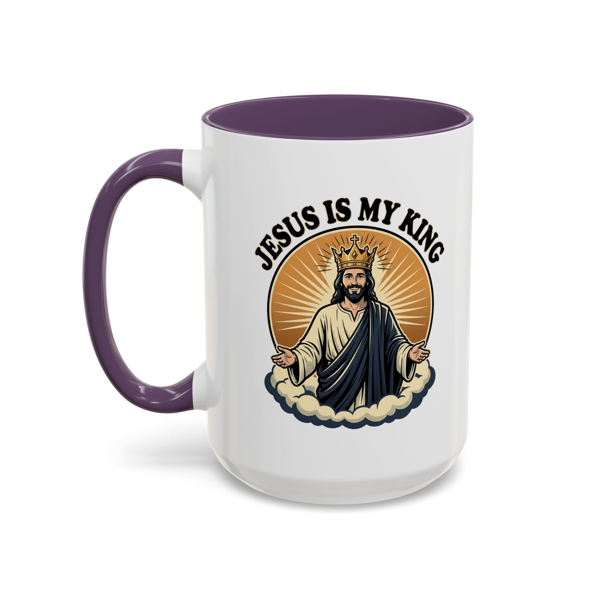 Jesus Is My King Accent Coffee Mug — Christian Religious Ceramic Mug (11/15oz)