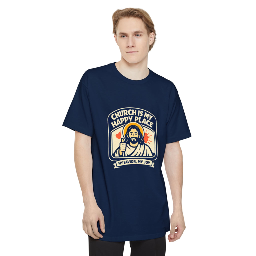 Church Is My Happy Place T-Shirt (Big & Tall) — Christian Faith Graphic Tee