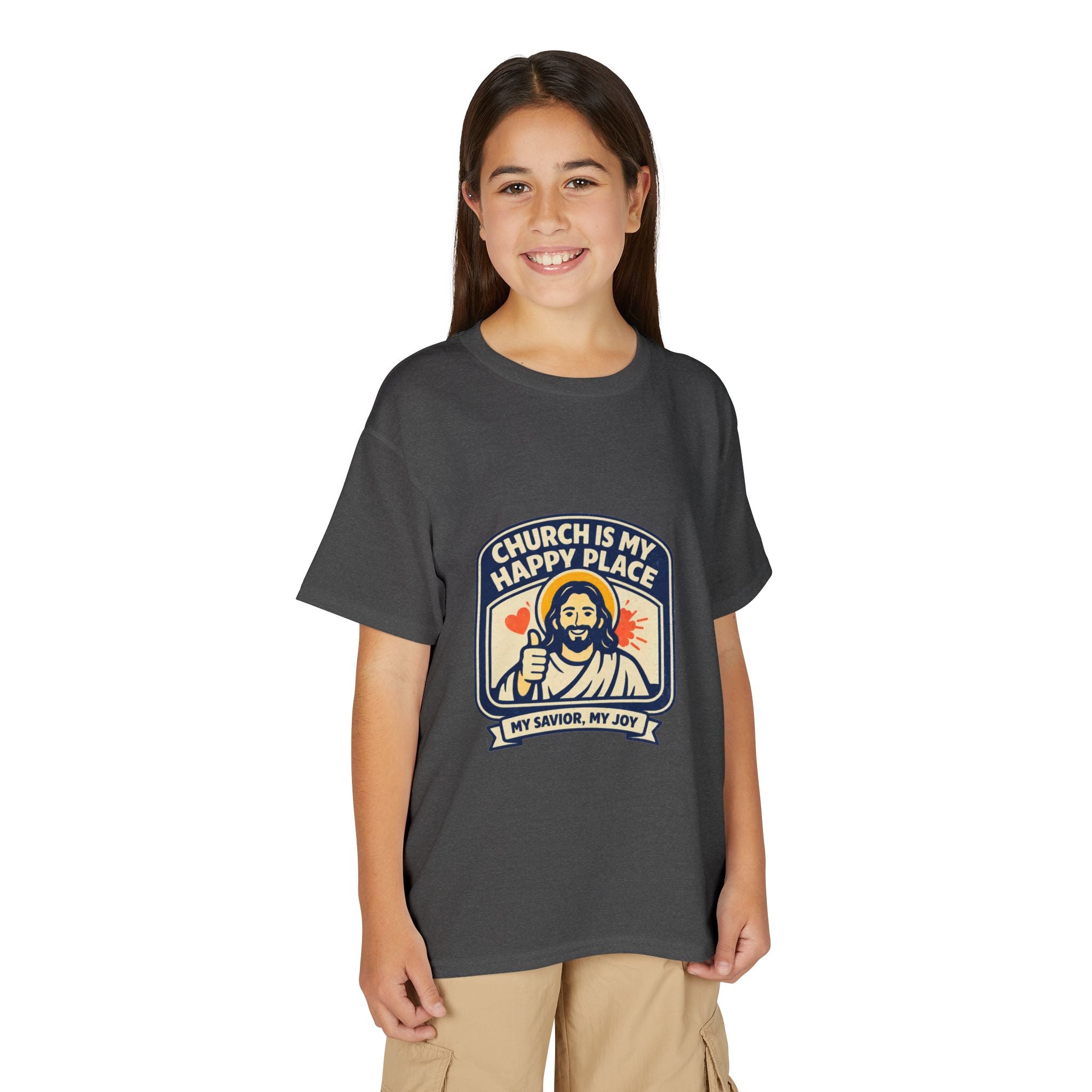 "Church Is My Happy Place" Kids Christian Tee