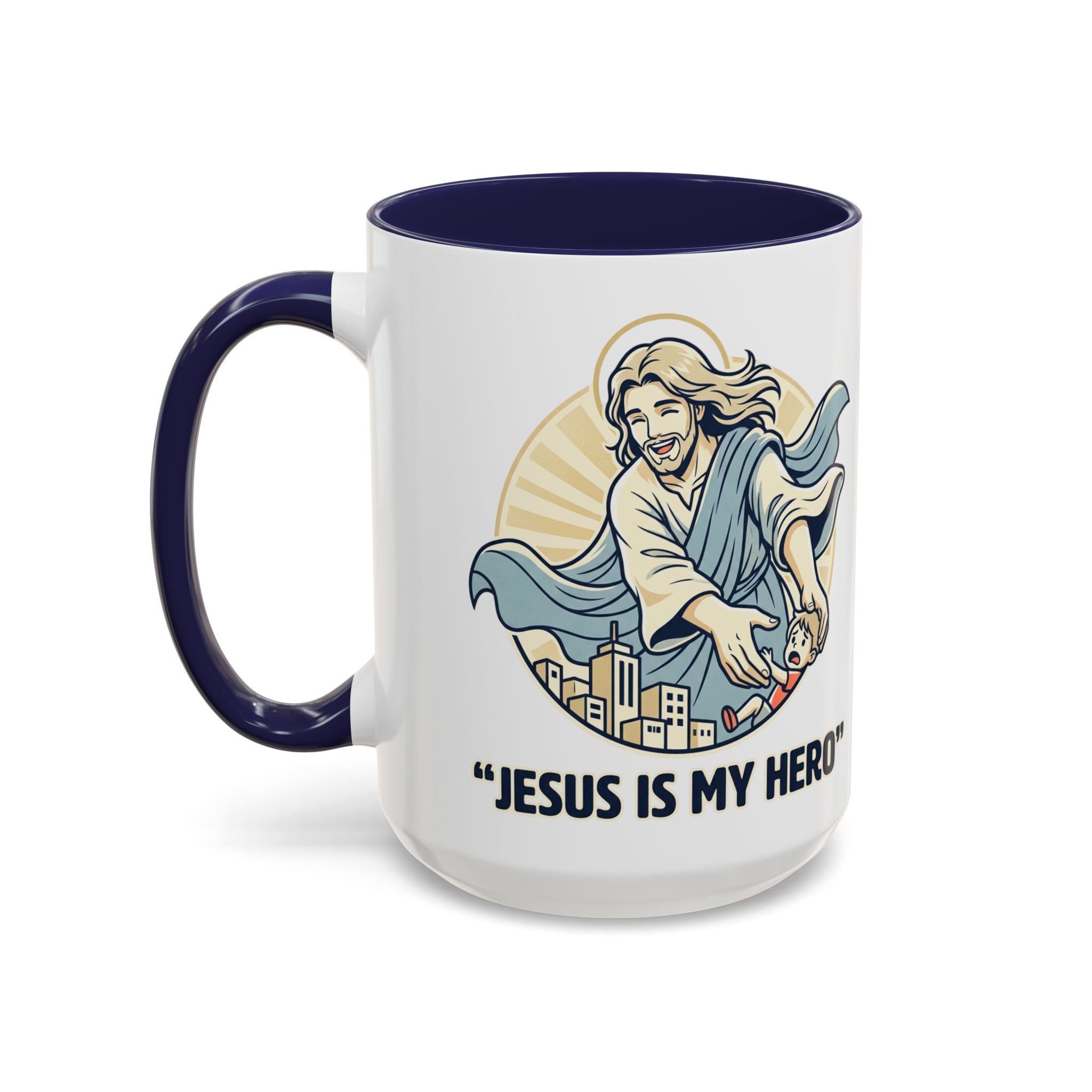 Jesus is my Hero - Accent Coffee Mug (11, 15oz)