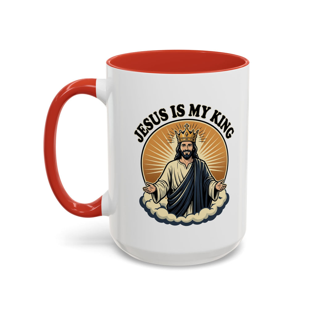 Jesus Is My King Accent Coffee Mug — Christian Religious Ceramic Mug (11/15oz)