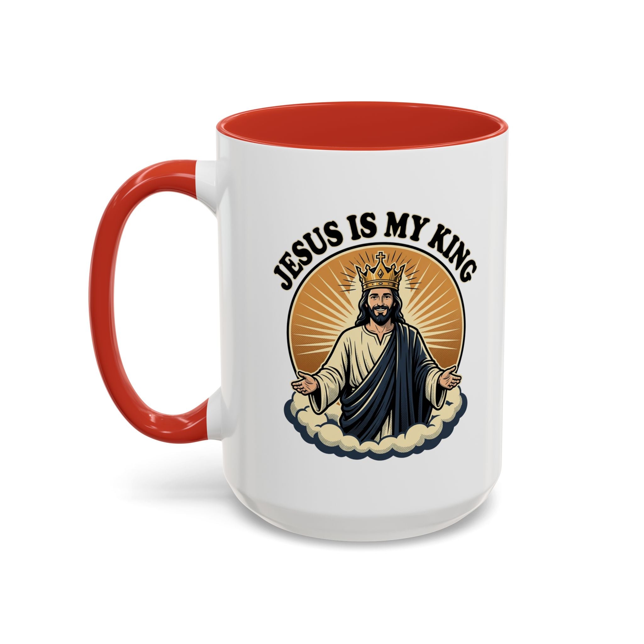 Jesus Is My King Accent Coffee Mug — Christian Religious Ceramic Mug (11/15oz)