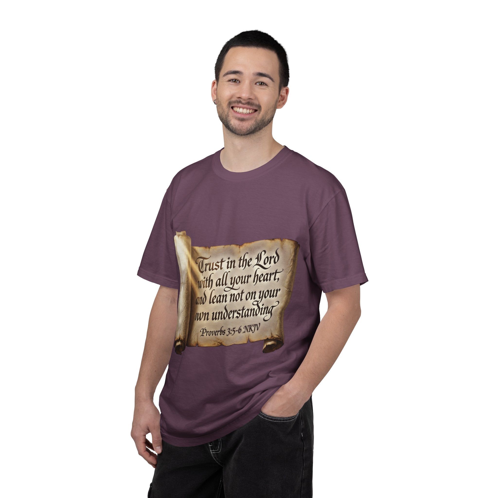 Proverbs 3:5-6 Trust in the Lord T-shirt Scroll Design