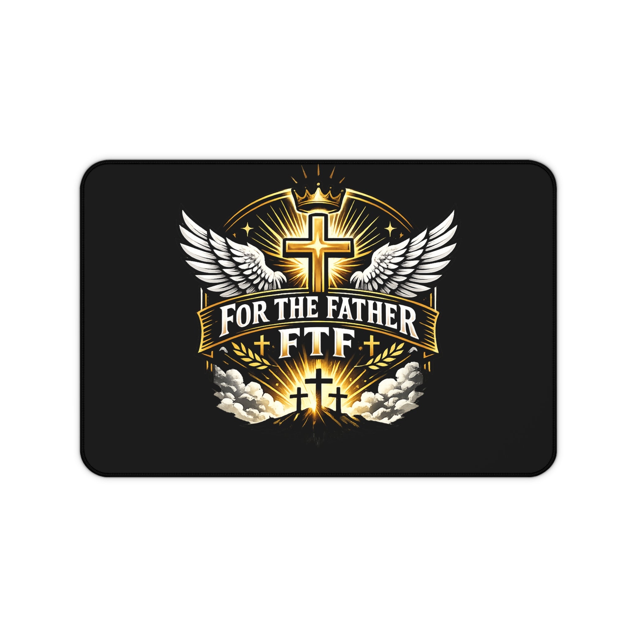 For The Father FTF Christian Desk Mat — Religious Cross Gaming Desk Pad