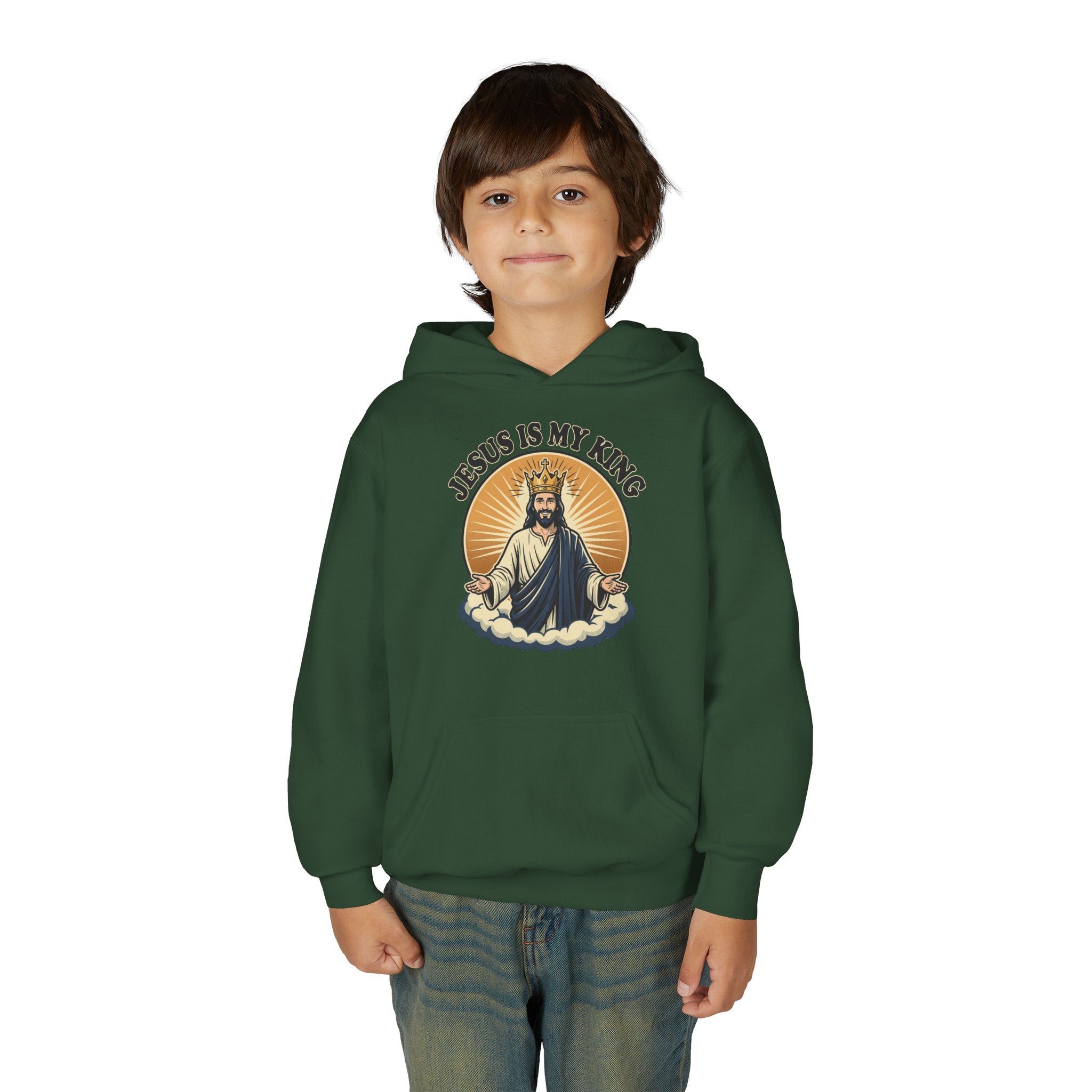 "Jesus Is My King" Youth Hoodie, Christian Faith Pullover