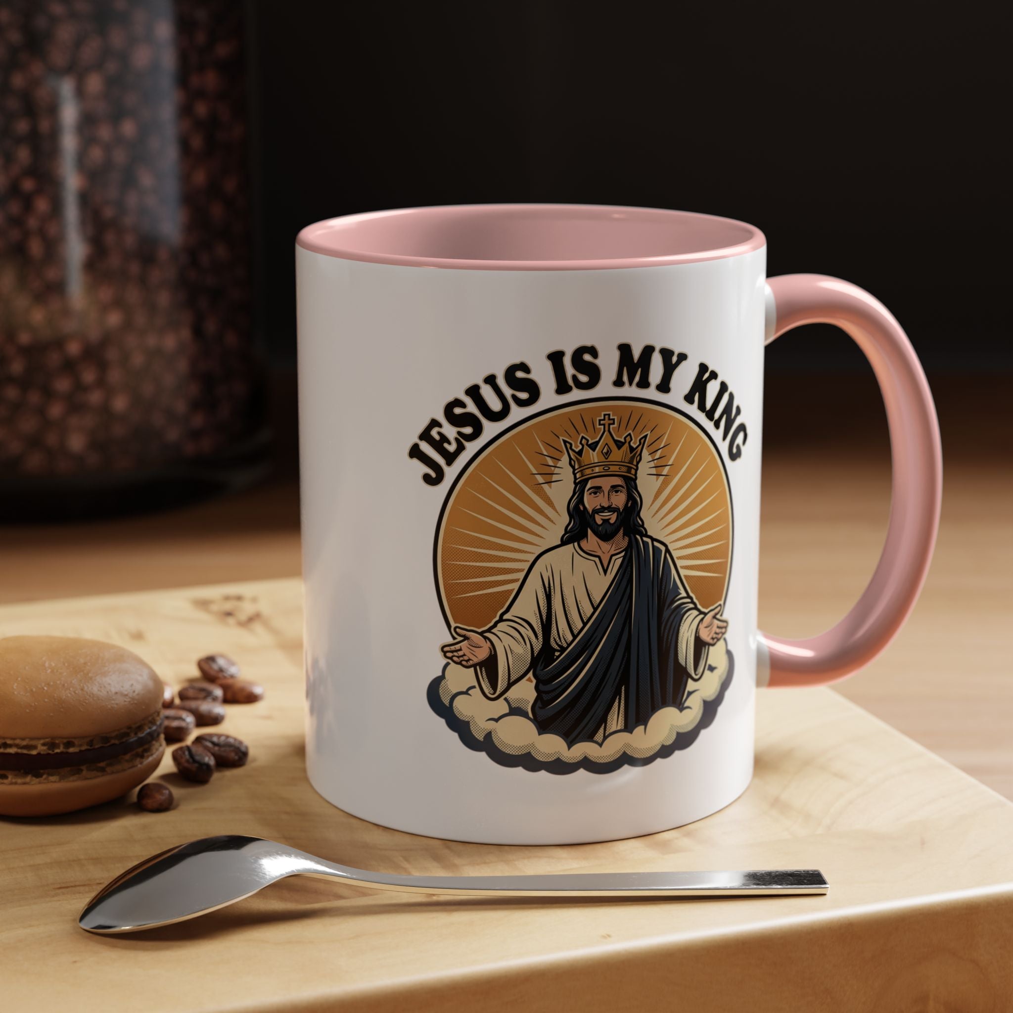 Jesus Is My King Accent Coffee Mug — Christian Religious Ceramic Mug (11/15oz)