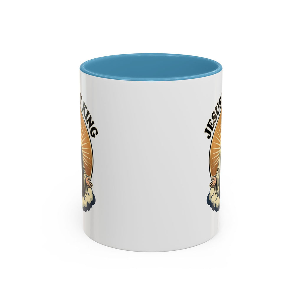 Jesus Is My King Accent Coffee Mug — Christian Religious Ceramic Mug (11/15oz)