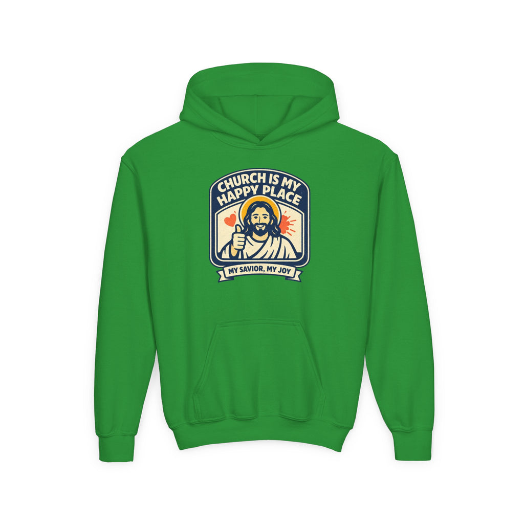 "Church Is My Happy Place" Youth Jesus Graphic Christian Sweatshirt