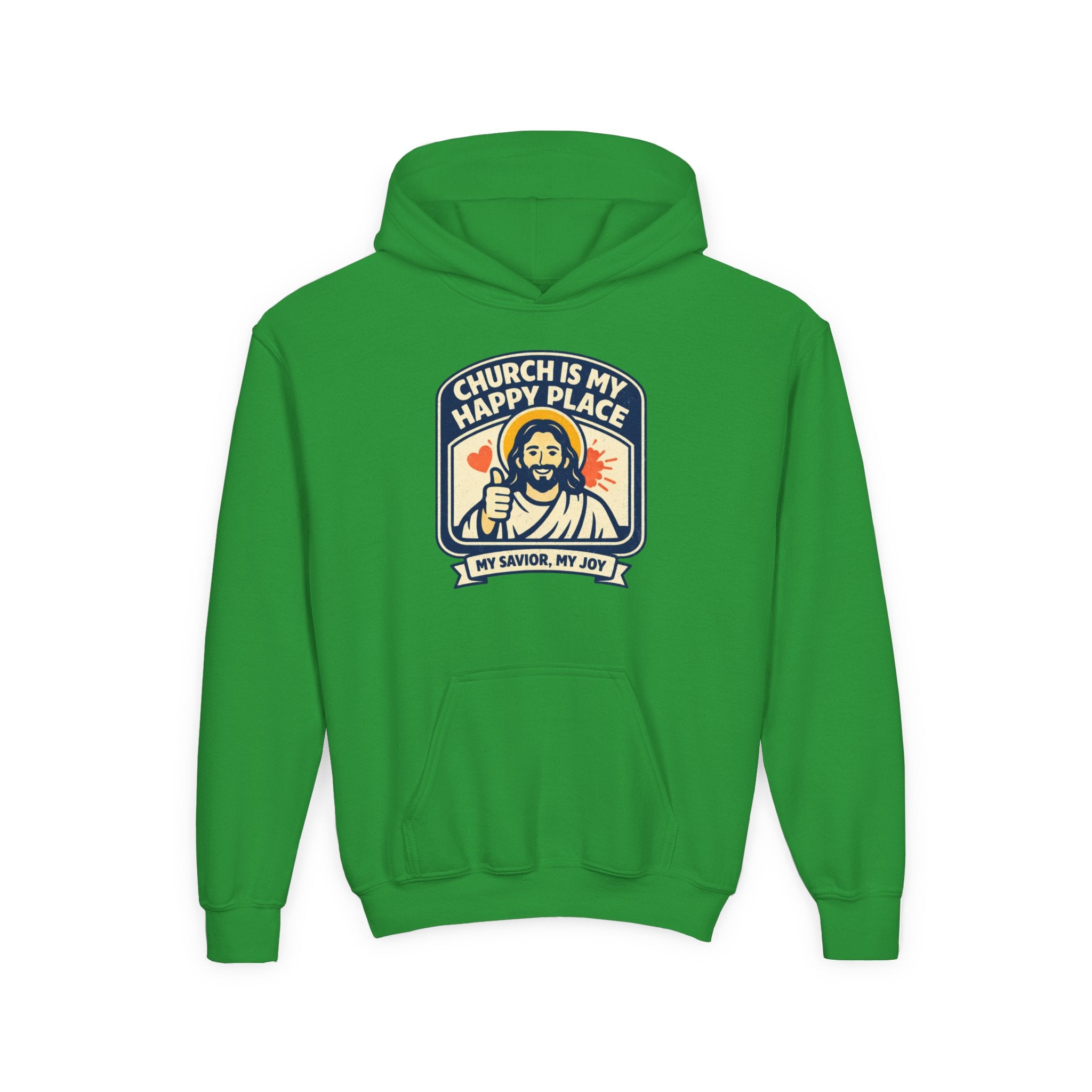 "Church Is My Happy Place" Youth Jesus Graphic Christian Sweatshirt