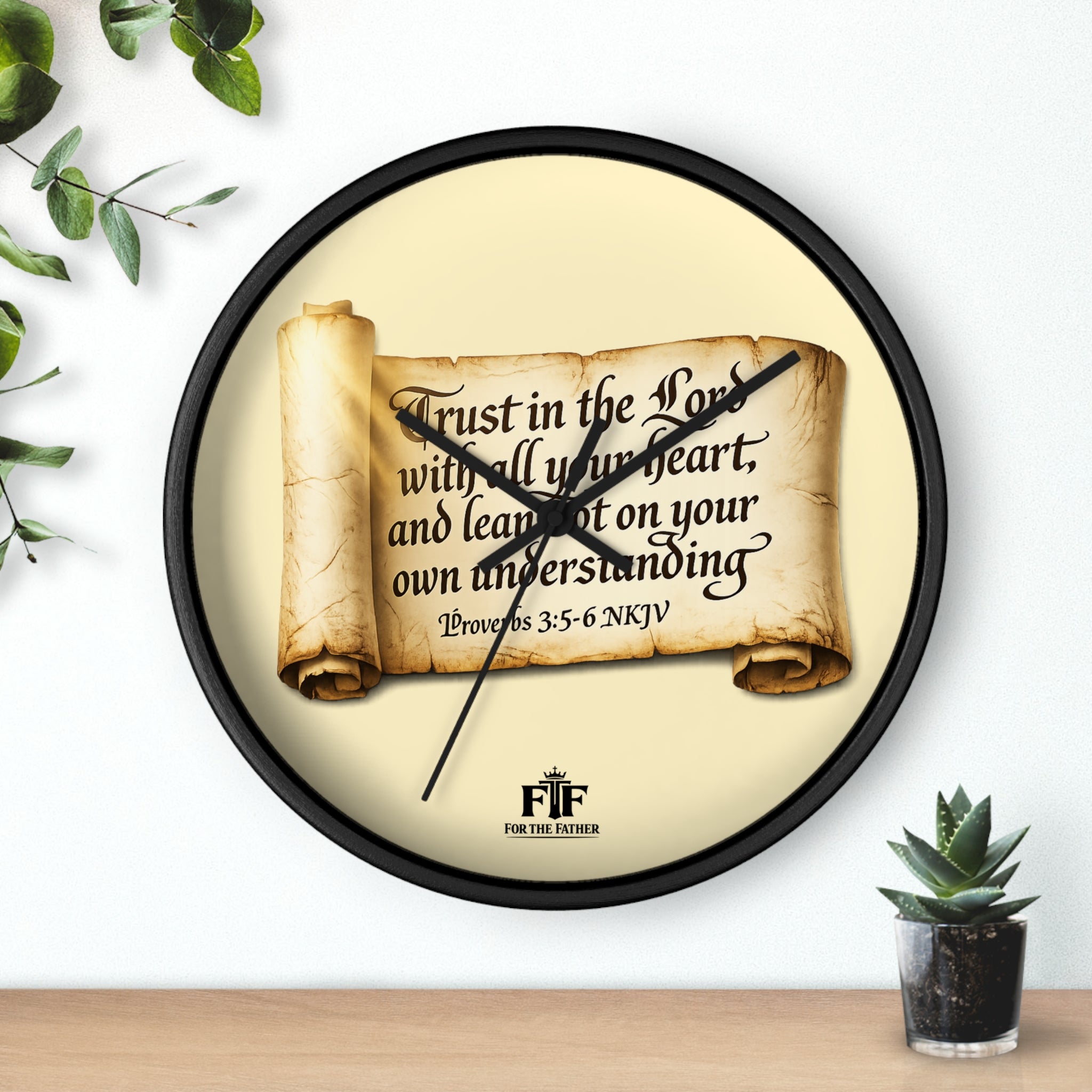 FTF - "Trust In The Lord" Proverbs 3:5 Scroll - Wall Clock