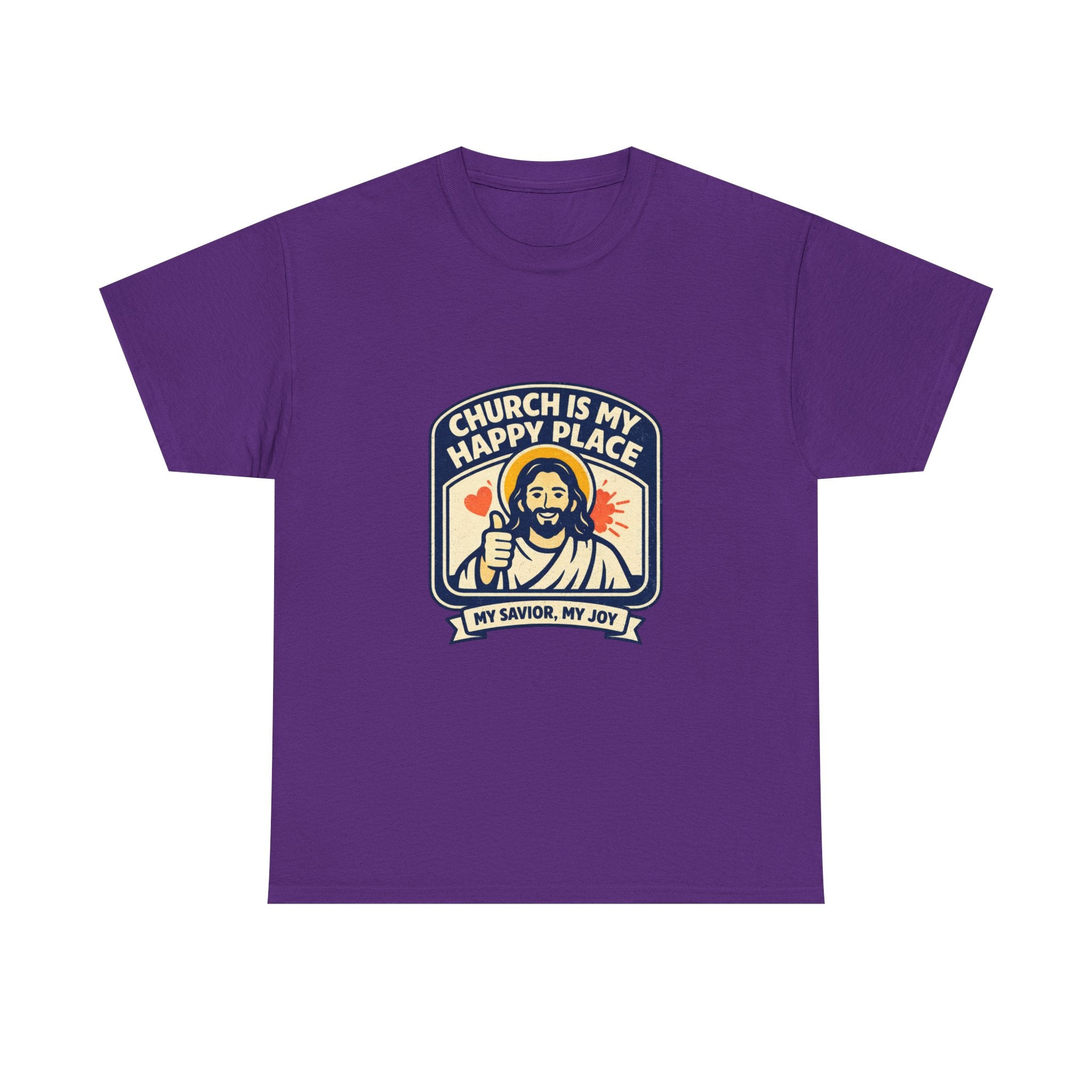 Church Is My Happy Place T-Shirt — Christian Faith Tee (My Savior, My Joy)