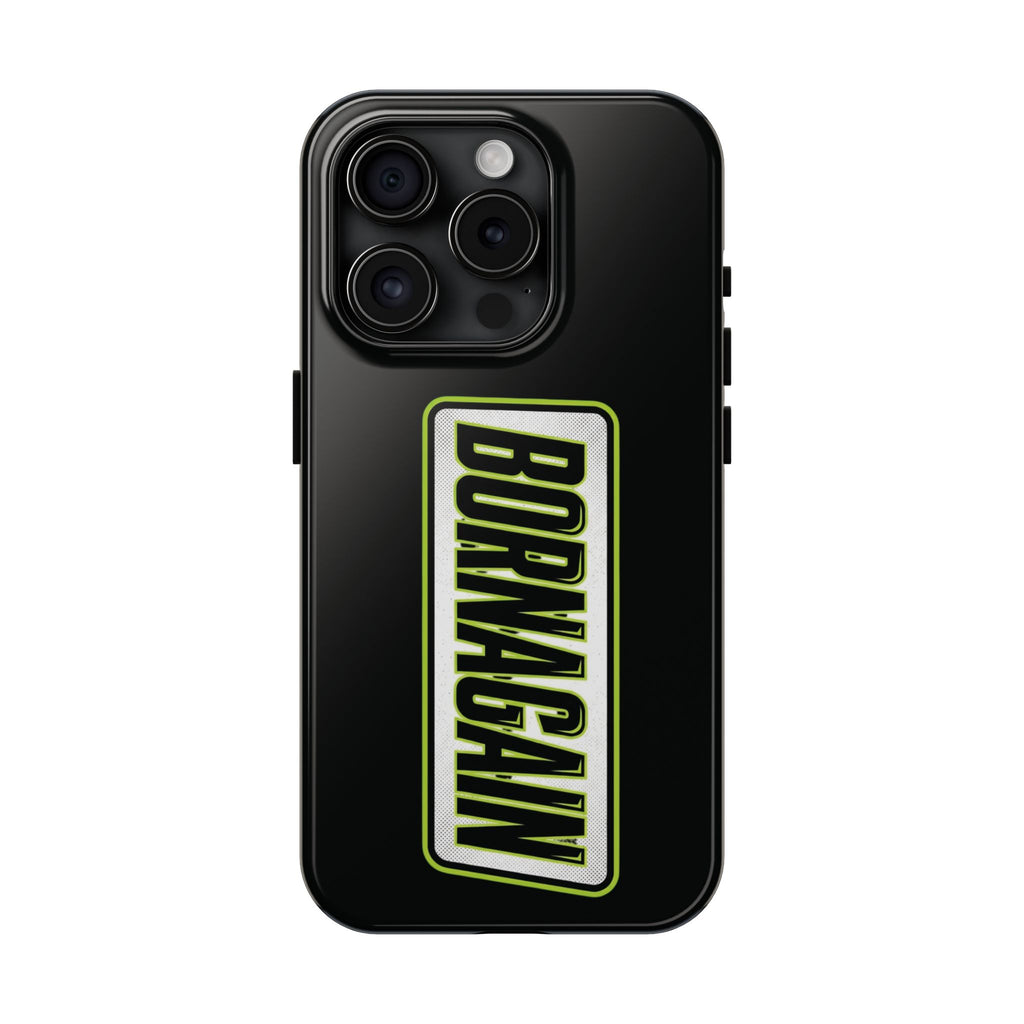 BORNAGAIN vertical logo Phone Case | Black protective tough case