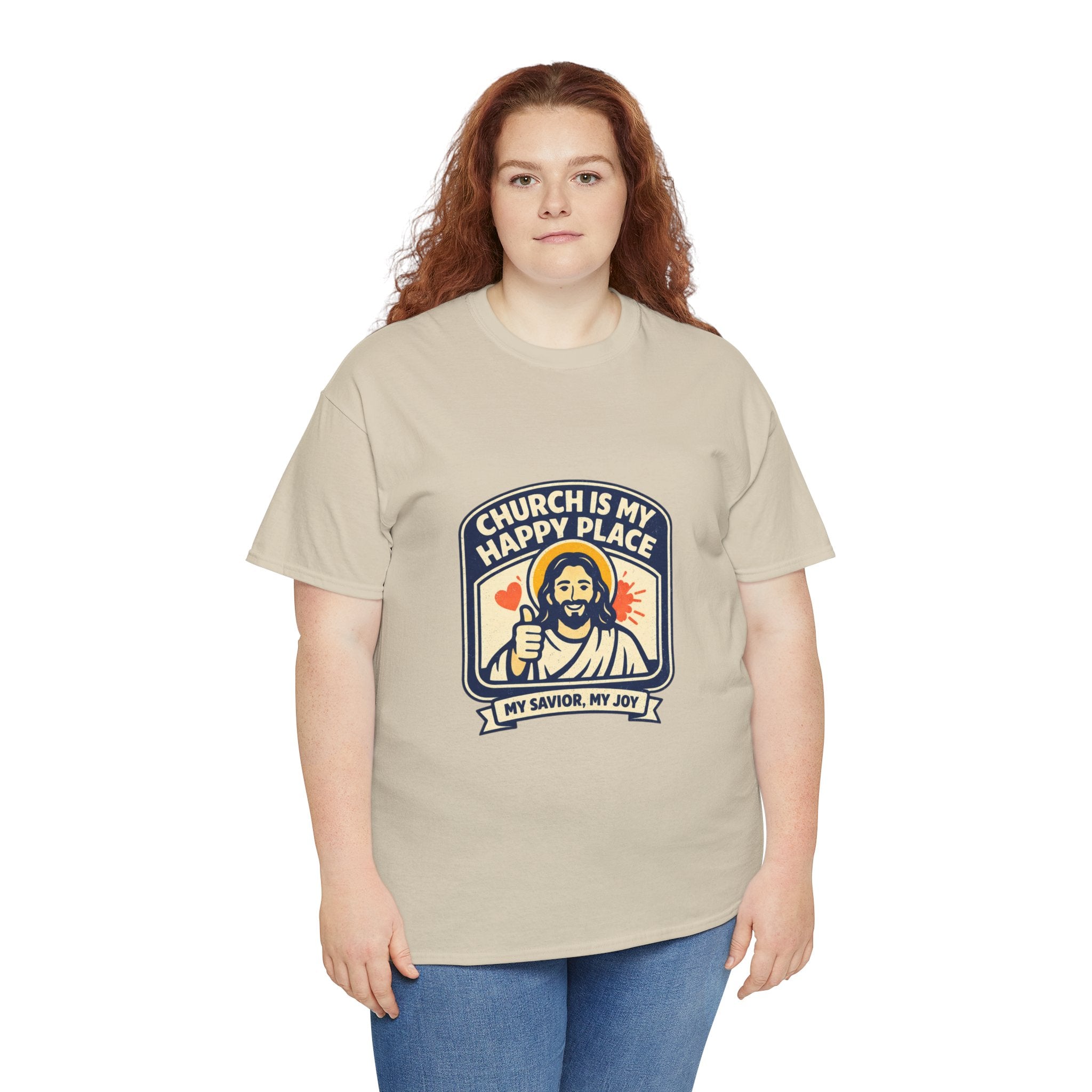 Church Is My Happy Place T-Shirt — Christian Faith Tee (My Savior, My Joy)
