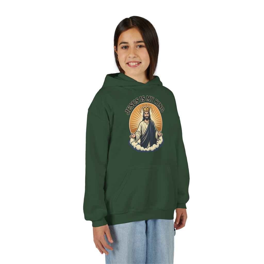 "Jesus Is My King" Youth Hoodie, Christian Faith Pullover