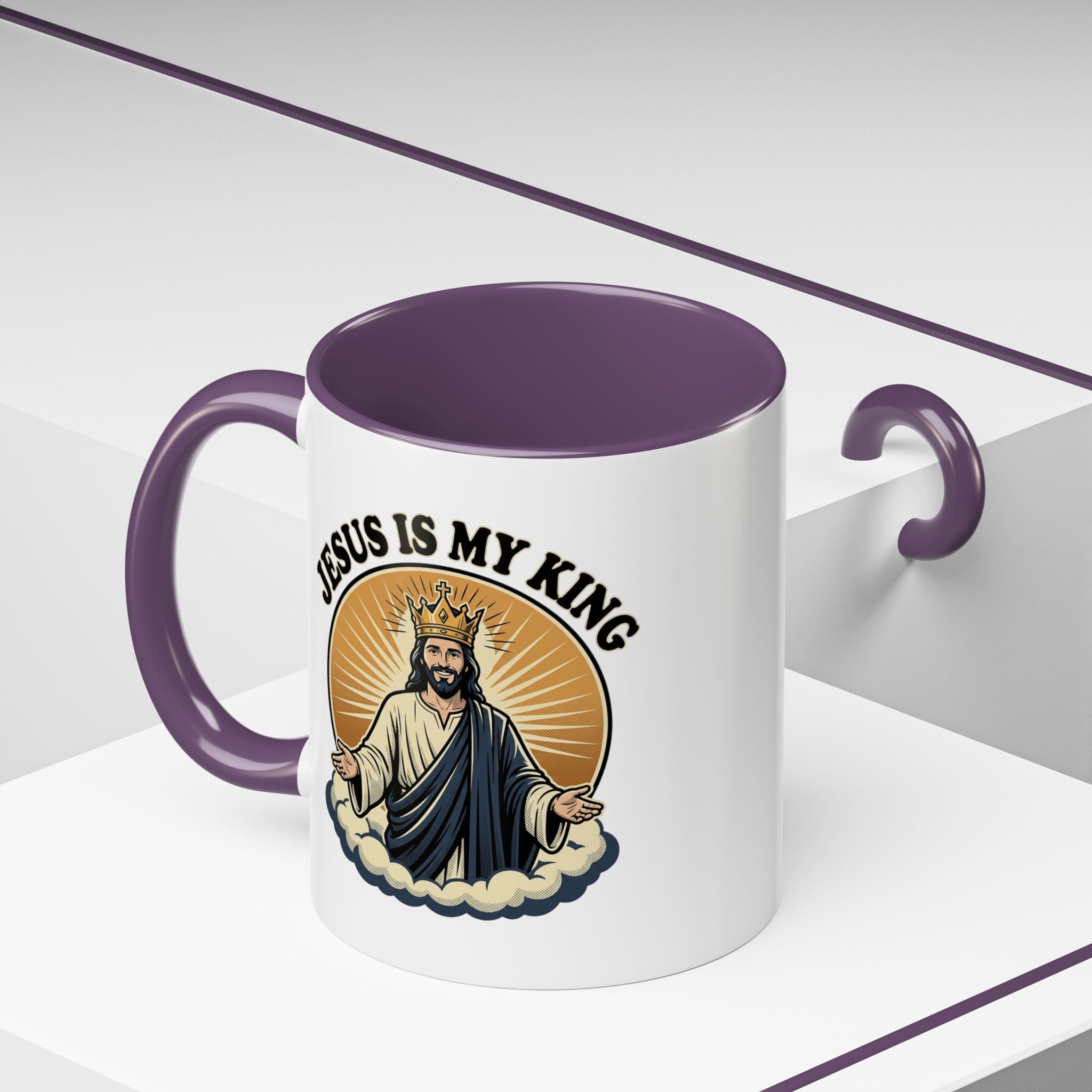 Jesus Is My King Accent Coffee Mug — Christian Religious Ceramic Mug (11/15oz)