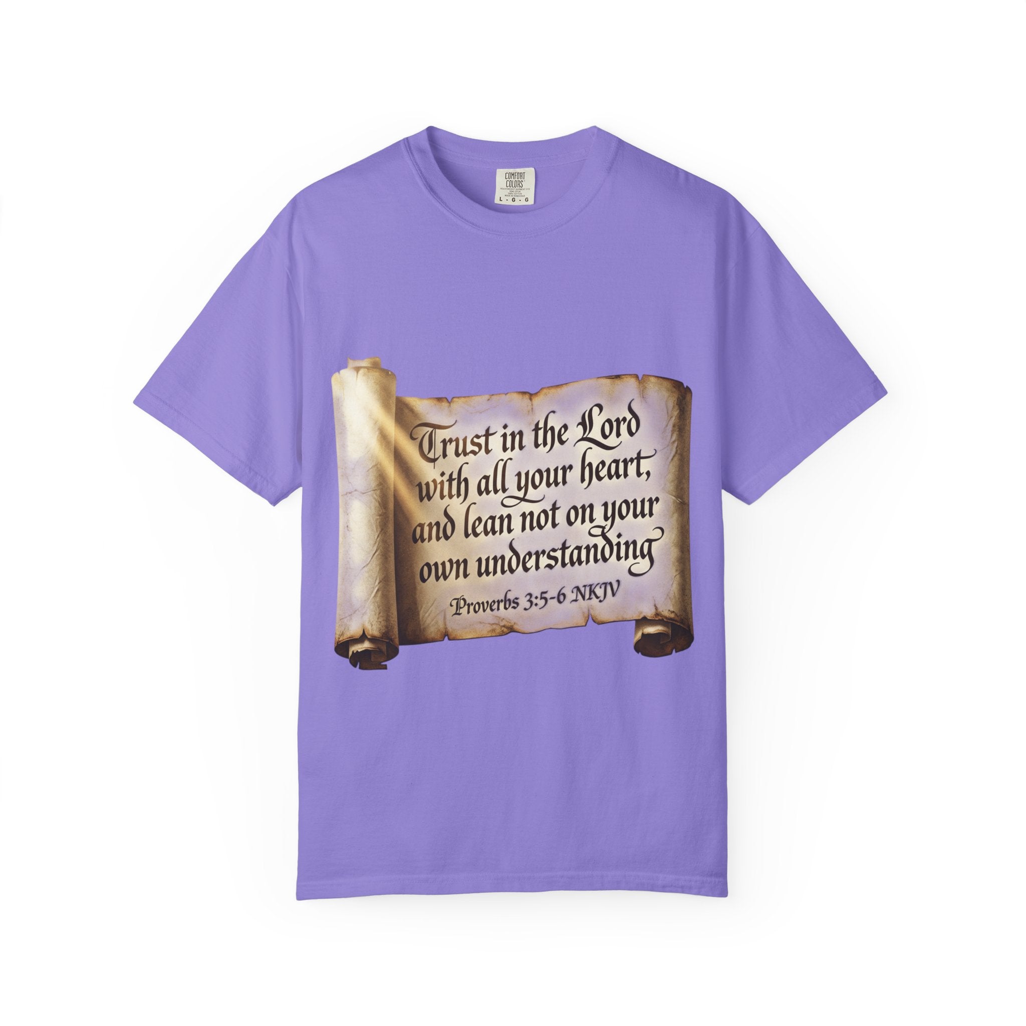 Proverbs 3:5-6 Trust in the Lord T-shirt Scroll Design