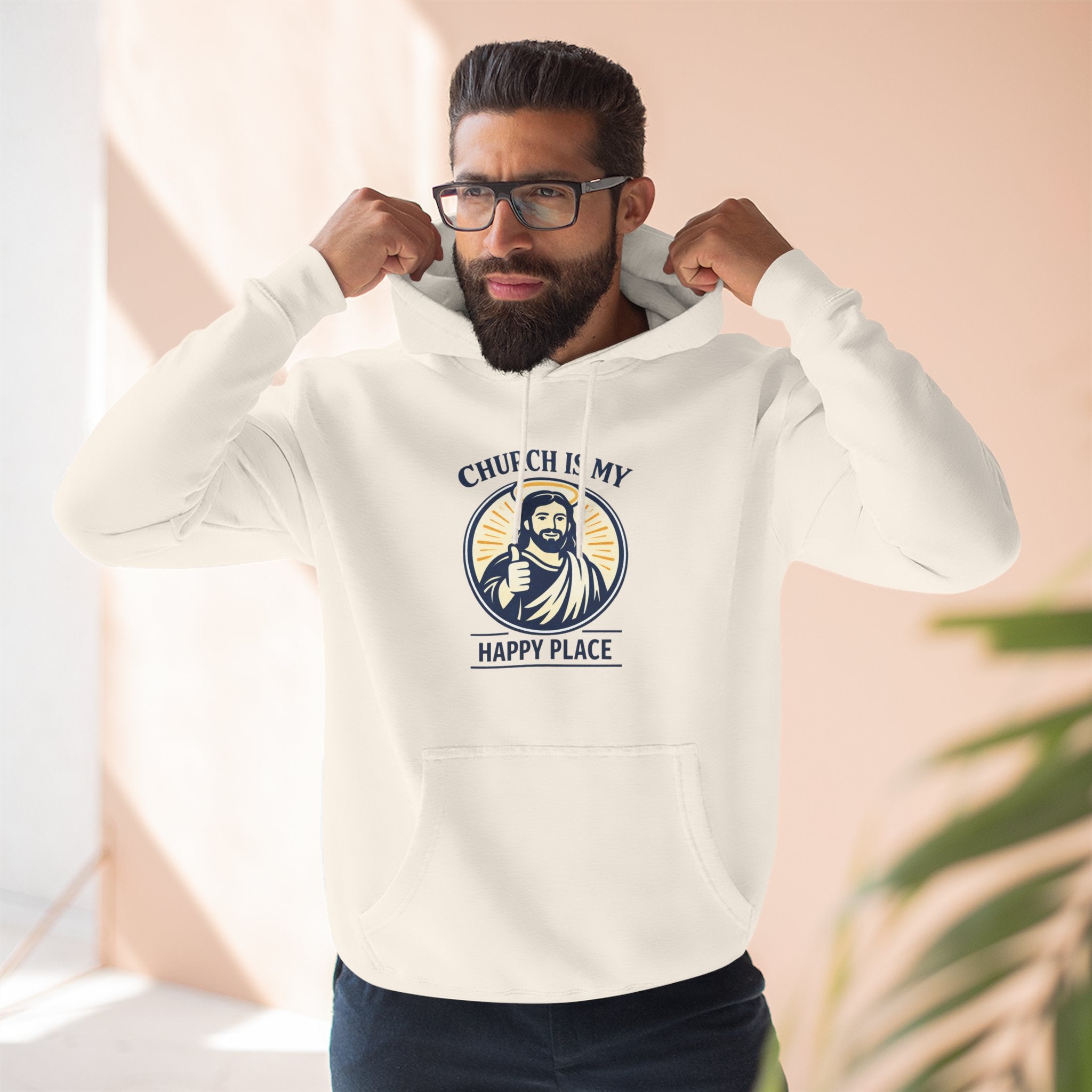 Church Is My Happy Place Hoodie - Christian Faith Graphic Hoodie