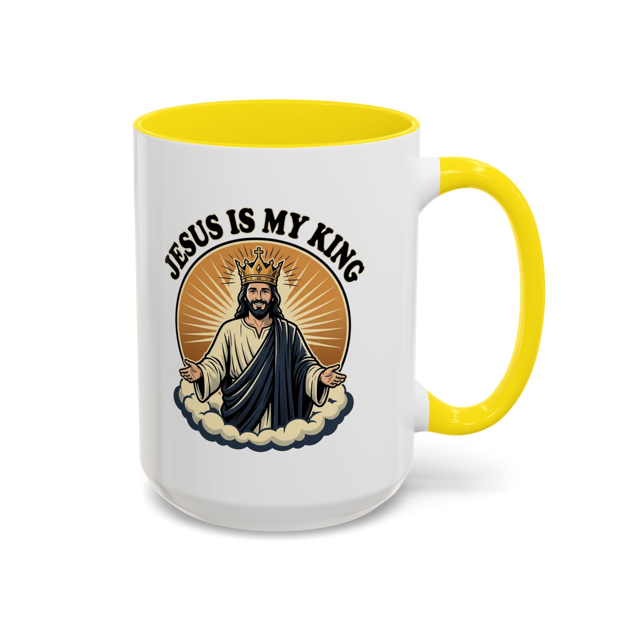 Jesus Is My King Accent Coffee Mug — Christian Religious Ceramic Mug (11/15oz)