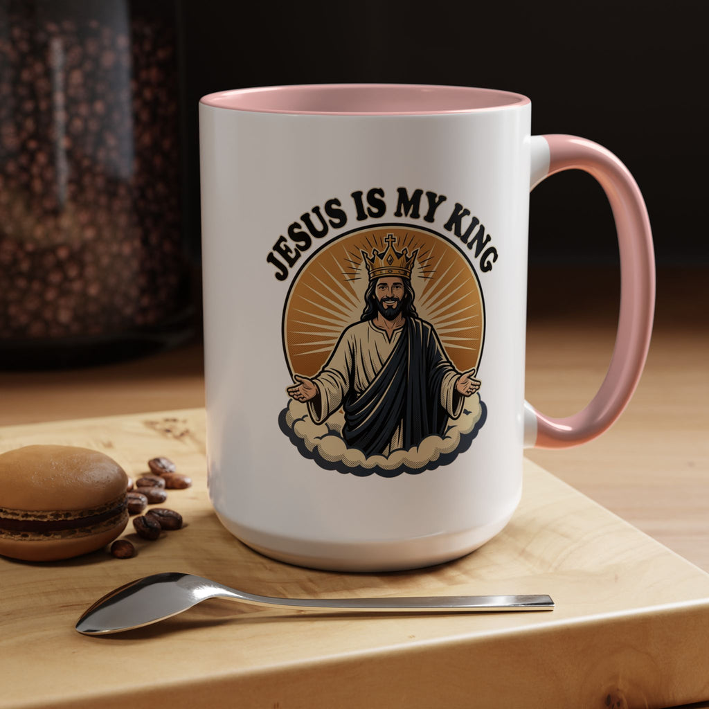 Jesus Is My King Accent Coffee Mug — Christian Religious Ceramic Mug (11/15oz)