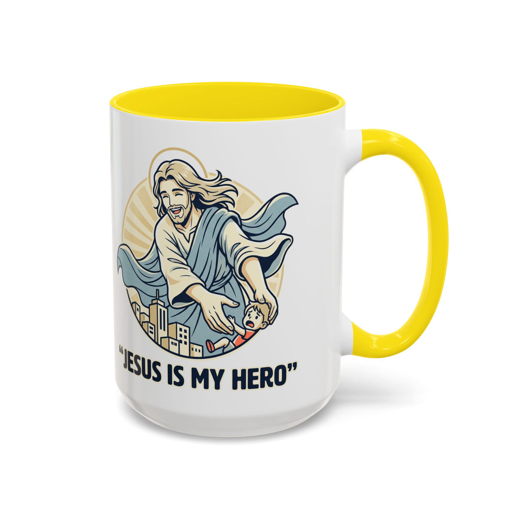 Jesus is my Hero - Accent Coffee Mug (11, 15oz)