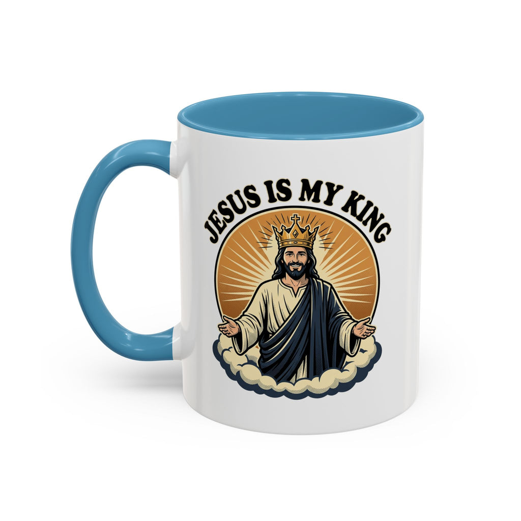 Jesus Is My King Accent Coffee Mug — Christian Religious Ceramic Mug (11/15oz)