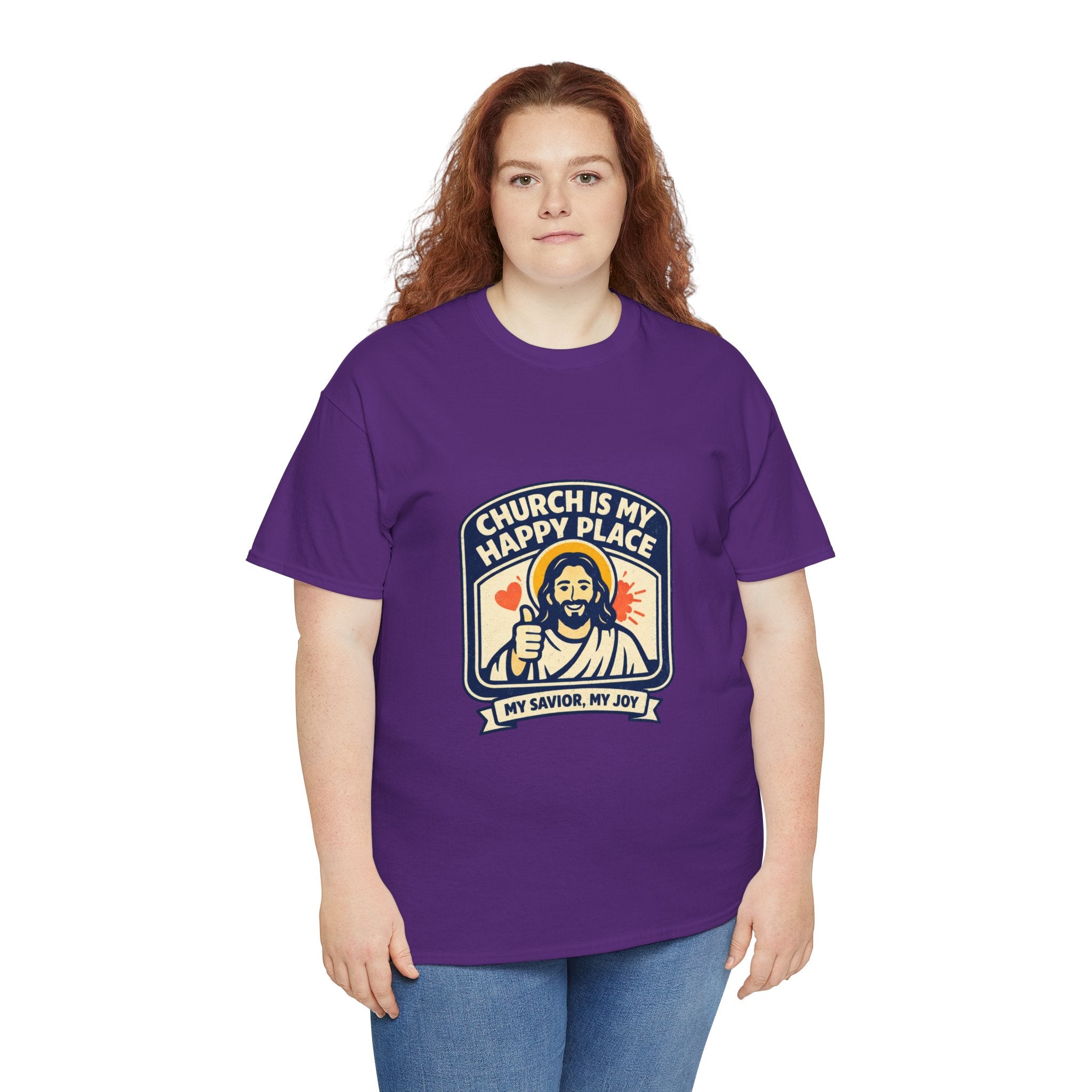 Church Is My Happy Place T-Shirt — Christian Faith Tee (My Savior, My Joy)