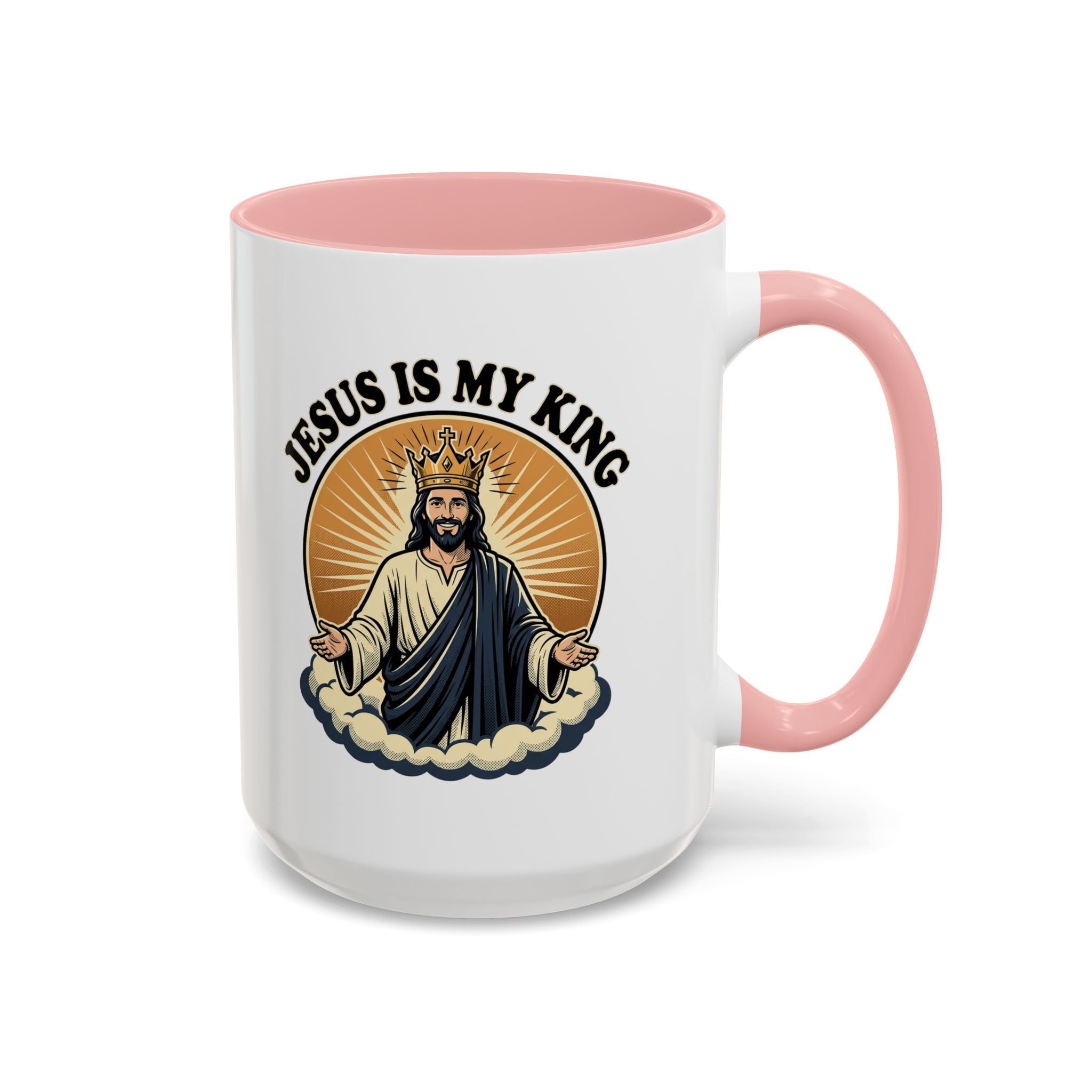 Jesus Is My King Accent Coffee Mug — Christian Religious Ceramic Mug (11/15oz)