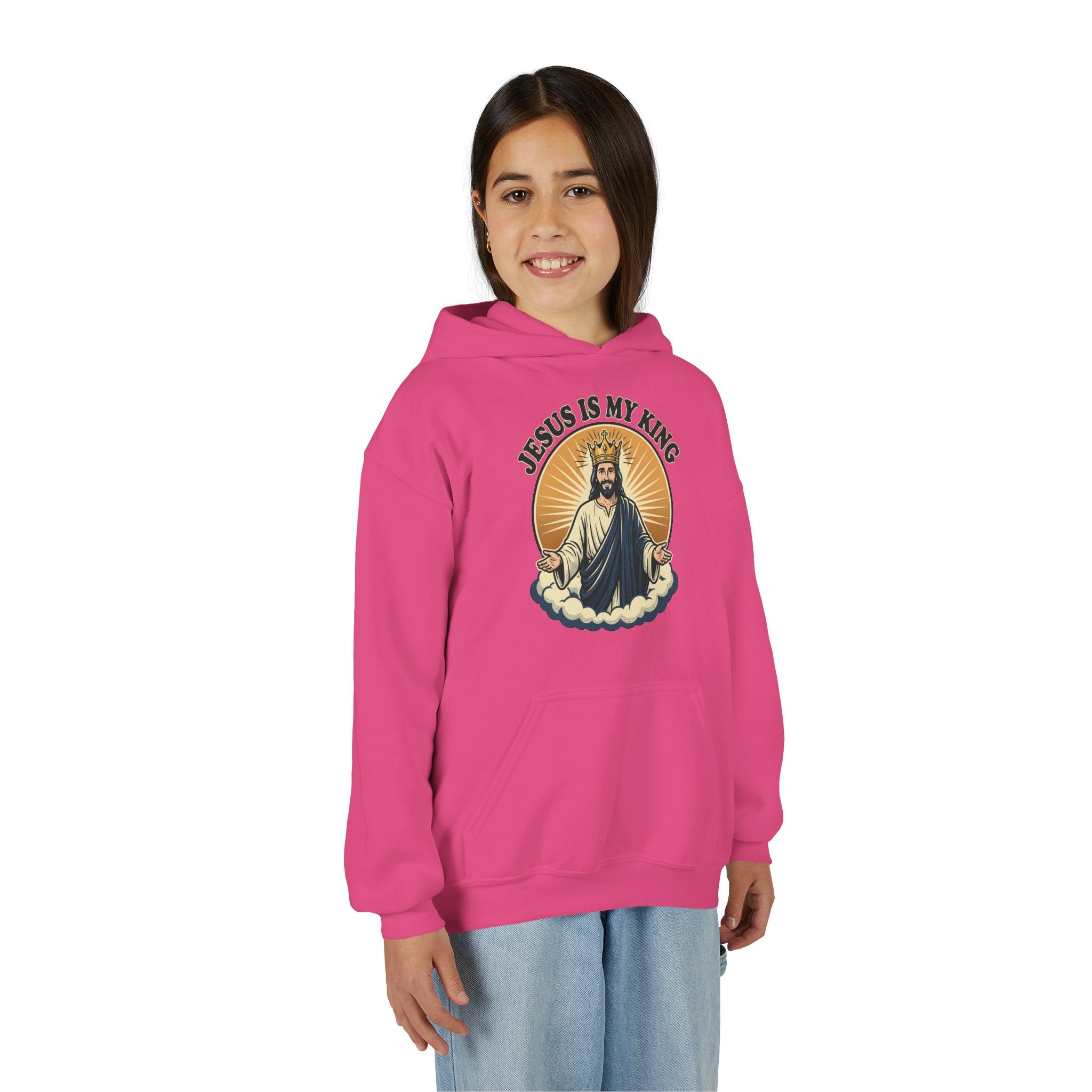"Jesus Is My King" Youth Hoodie, Christian Faith Pullover