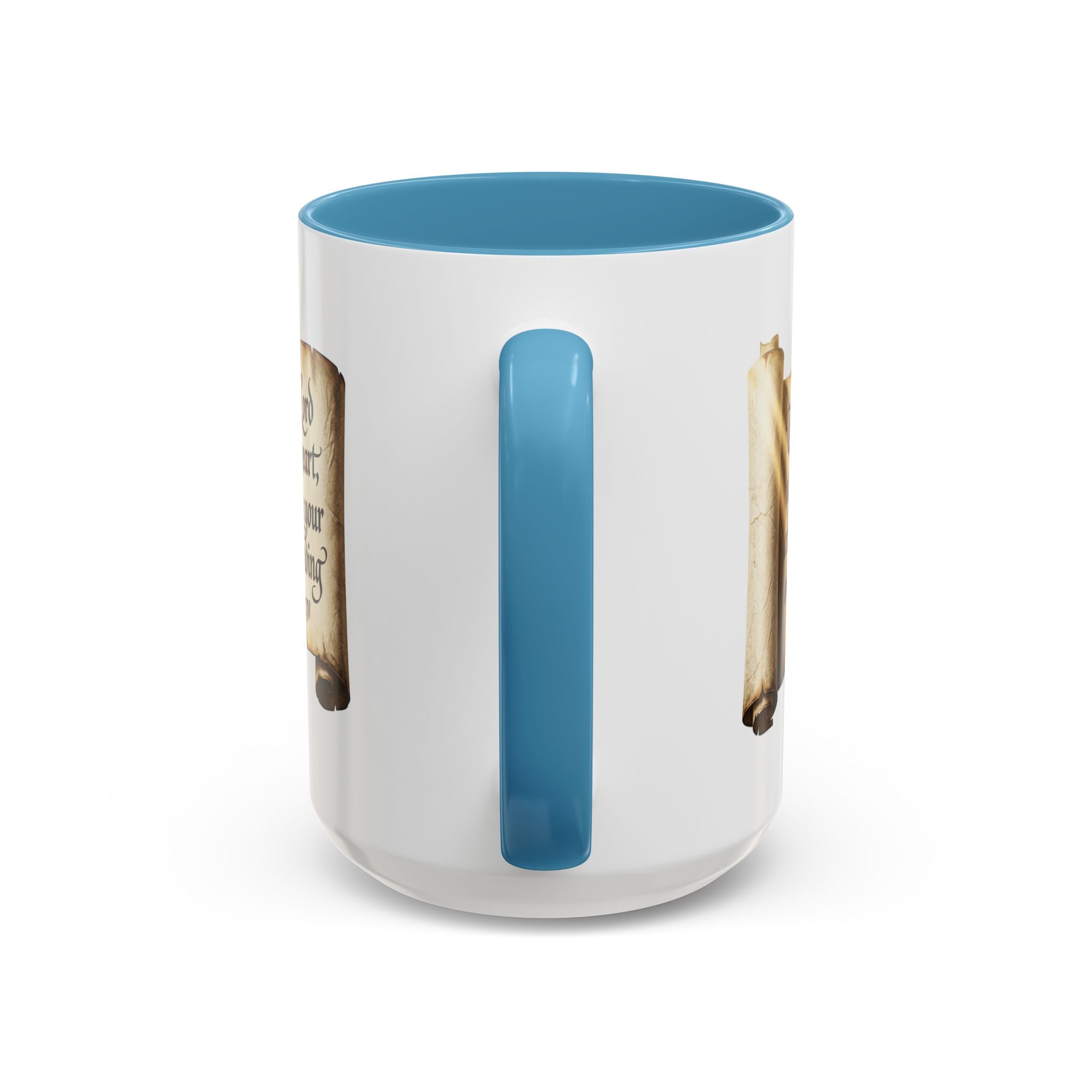 Proverbs 3:5-6 Scroll Accent Coffee Mug — Trust in the Lord Scripture Mug