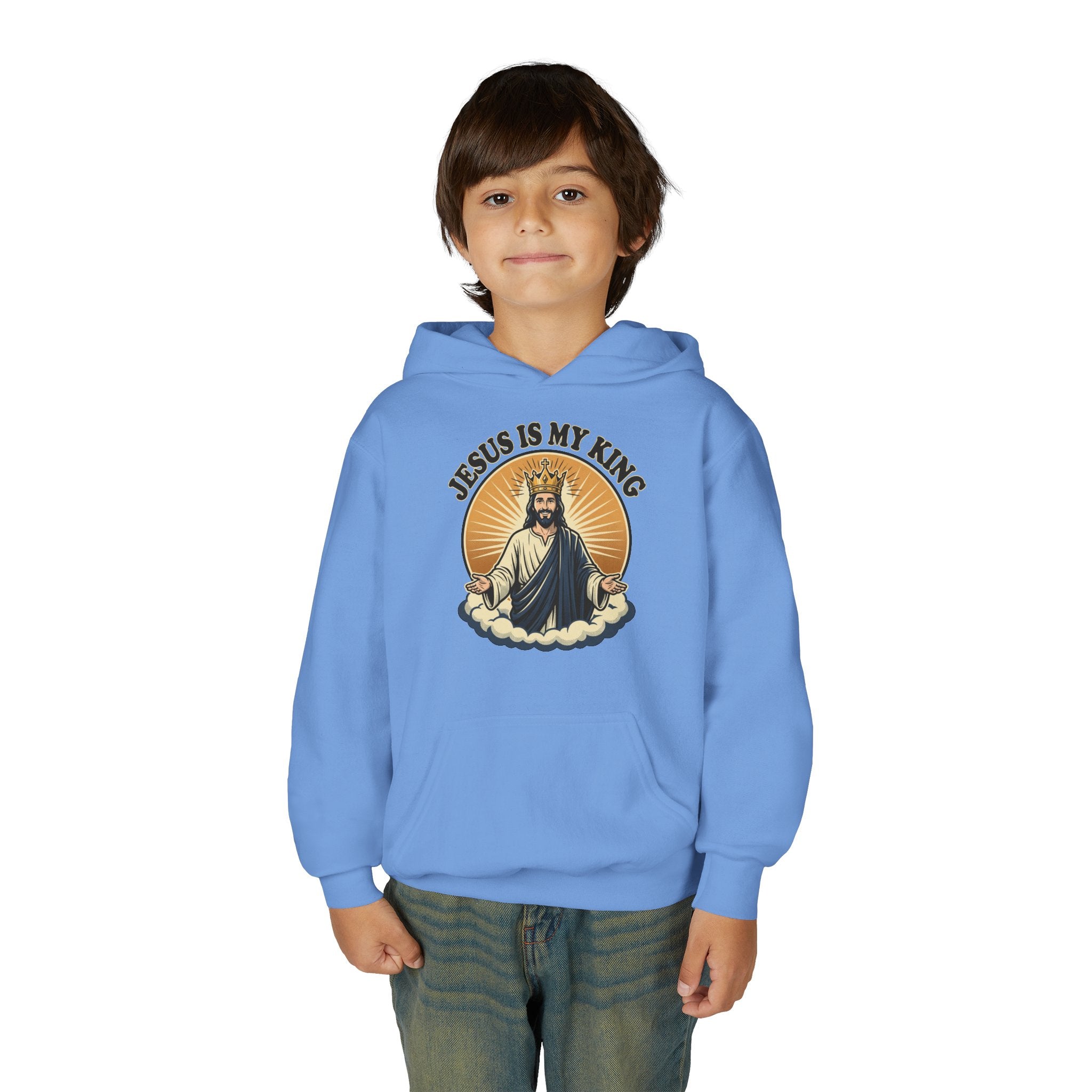 "Jesus Is My King" Youth Hoodie, Christian Faith Pullover