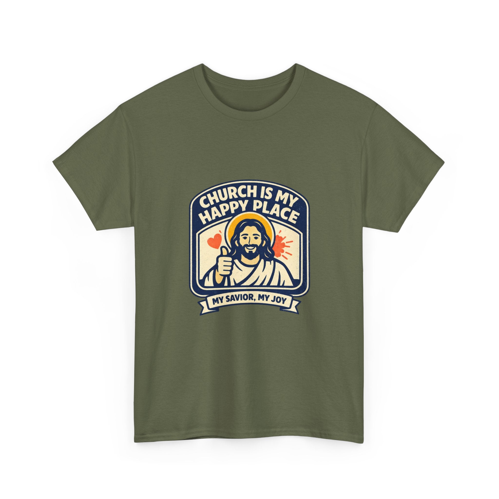 Church Is My Happy Place T-Shirt — Christian Faith Tee (My Savior, My Joy)