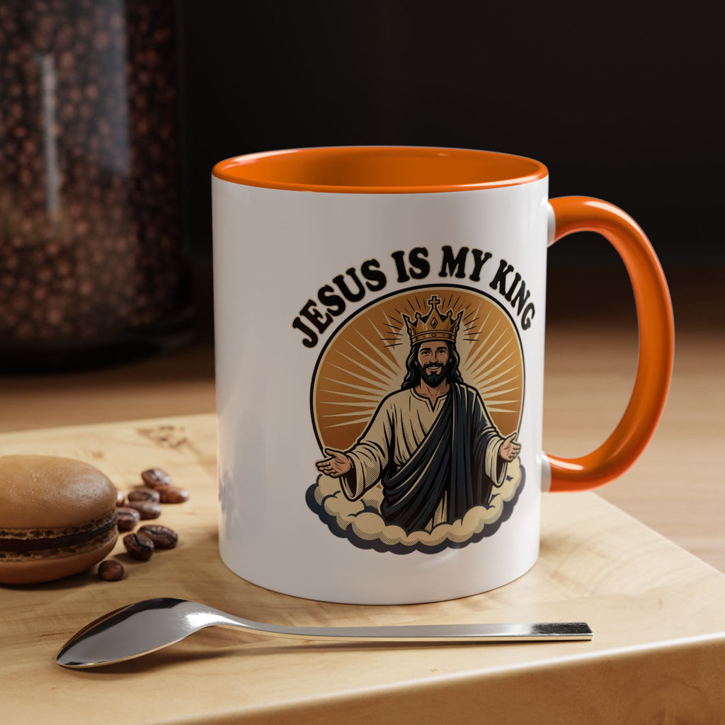 Jesus Is My King Accent Coffee Mug — Christian Religious Ceramic Mug (11/15oz)
