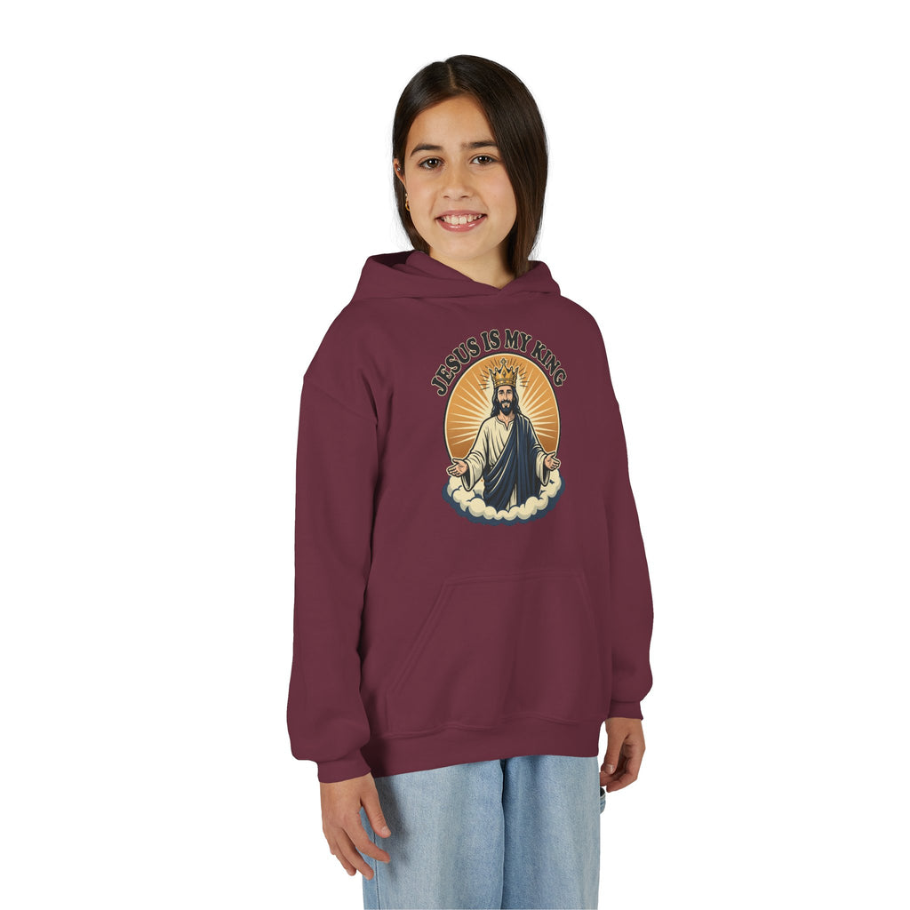 "Jesus Is My King" Youth Hoodie, Christian Faith Pullover