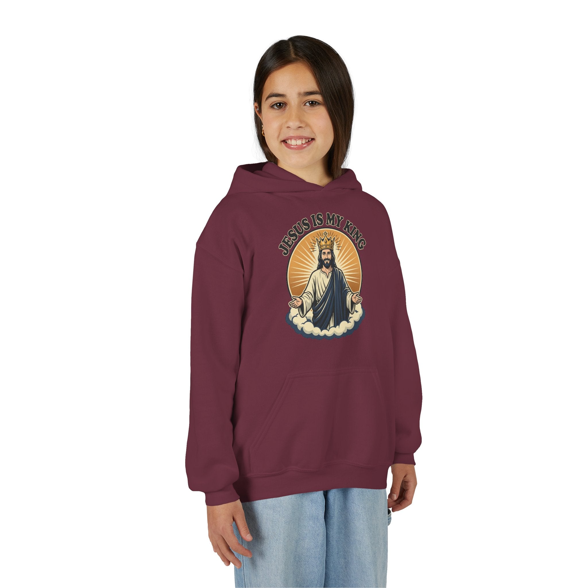 "Jesus Is My King" Youth Hoodie, Christian Faith Pullover